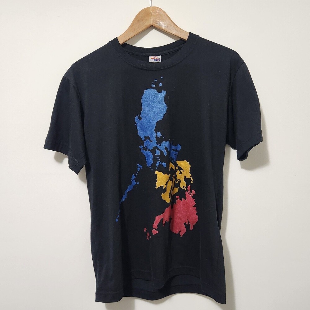 DIBUHO Men's Black Short Sleeve T Shirt Philippines Map Size M